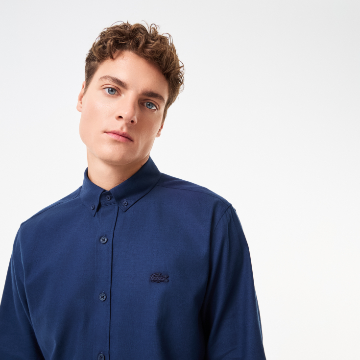 Мужская рубашка Lacoste из смеси хлопка и шерсти Мужская рубашка Lacoste из смеси хлопка и шерсти