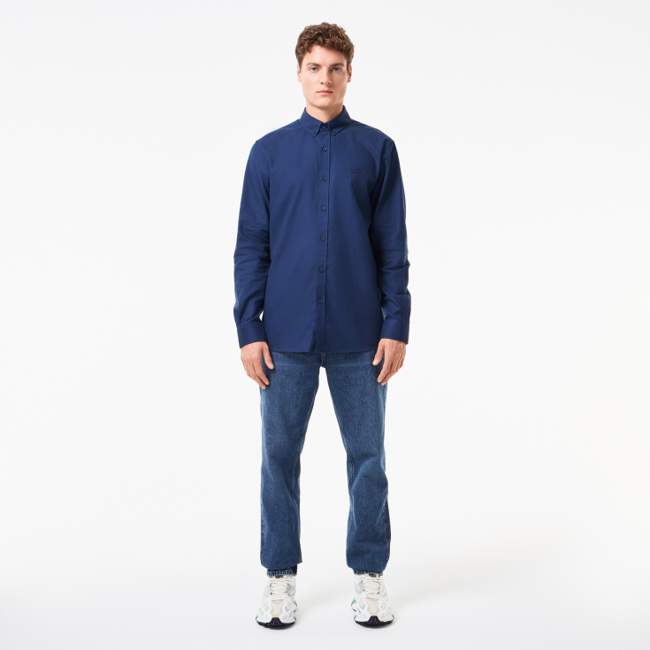 Мужская рубашка Lacoste из смеси хлопка и шерсти Мужская рубашка Lacoste из смеси хлопка и шерсти