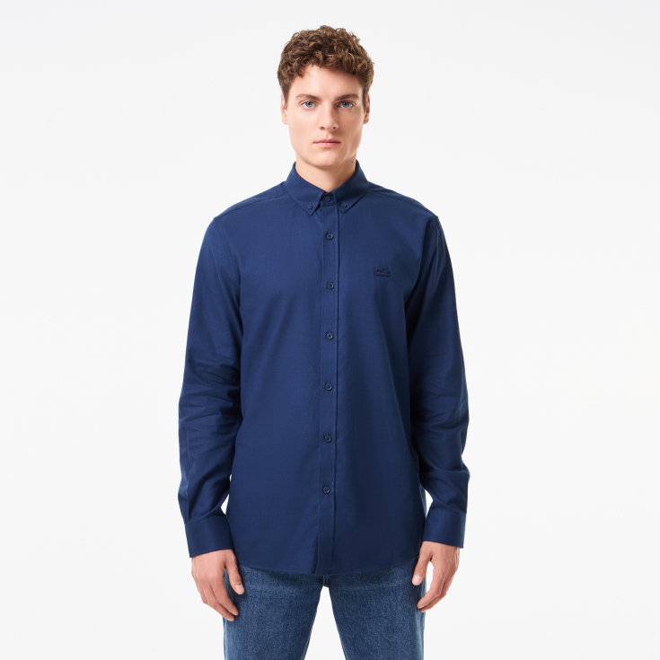 Мужская рубашка Lacoste из смеси хлопка и шерсти Мужская рубашка Lacoste из смеси хлопка и шерсти