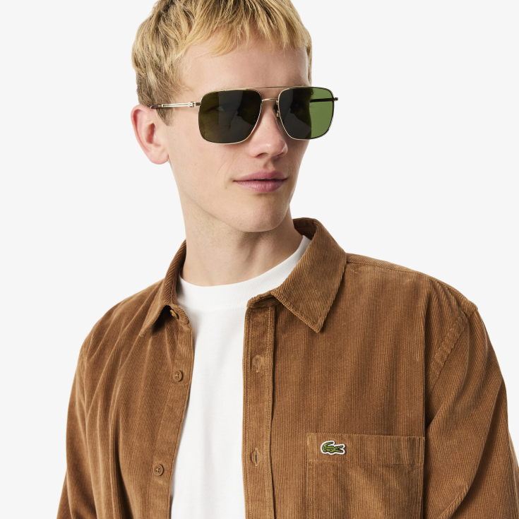 Мужская хлопковая велюровая рубашка Lacoste Regular Fit Мужская хлопковая велюровая рубашка Lacoste Regular Fit