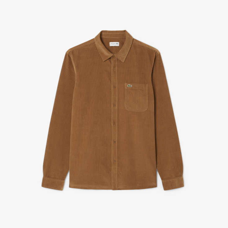 Мужская хлопковая велюровая рубашка Lacoste Regular Fit Мужская хлопковая велюровая рубашка Lacoste Regular Fit