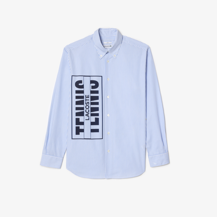 Рубашка Lacoste Unisex в полоску с контрастным логотипом Рубашка Lacoste Unisex в полоску с контрастным логотипом