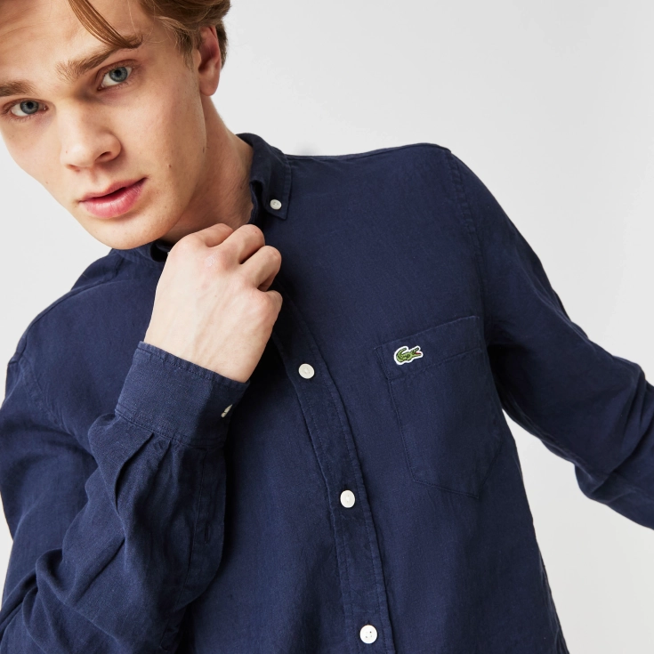 Мужская льняная рубашка Lacoste Regular Fit Мужская льняная рубашка Lacoste Regular Fit
