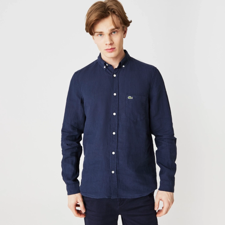 Мужская льняная рубашка Lacoste Regular Fit Мужская льняная рубашка Lacoste Regular Fit