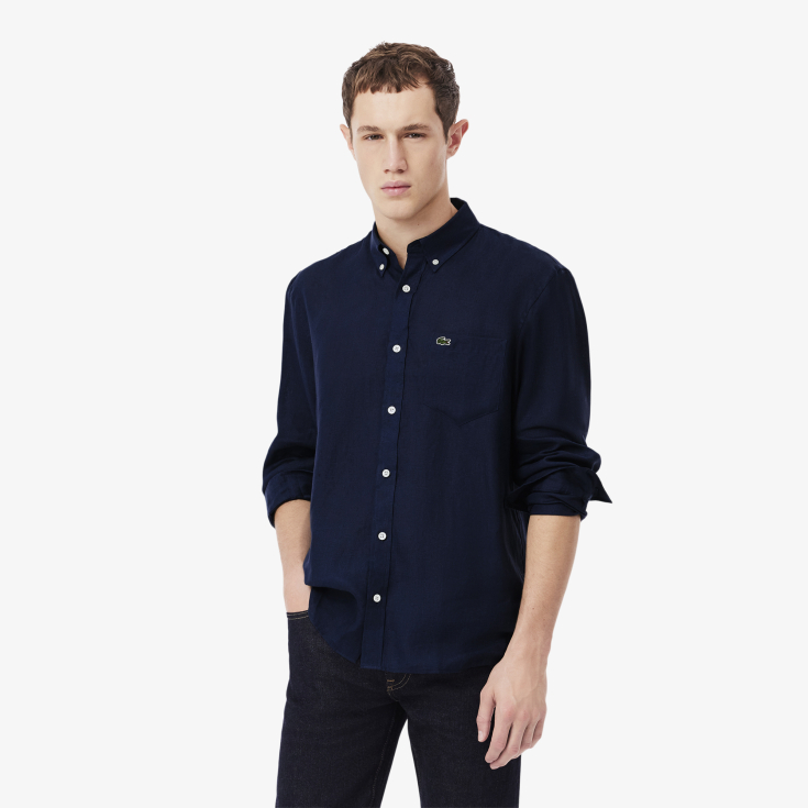 Мужская льняная рубашка Lacoste Regular Fit Мужская льняная рубашка Lacoste Regular Fit