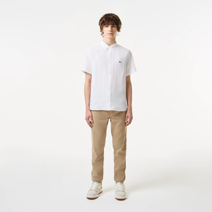 Мужская льняная рубашка Lacoste с коротким рукавом Мужская льняная рубашка Lacoste с коротким рукавом