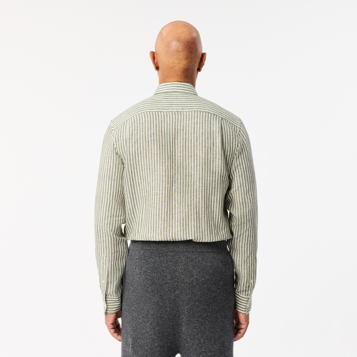 Мужская льняная рубашка Lacoste в полоску Мужская льняная рубашка Lacoste в полоску