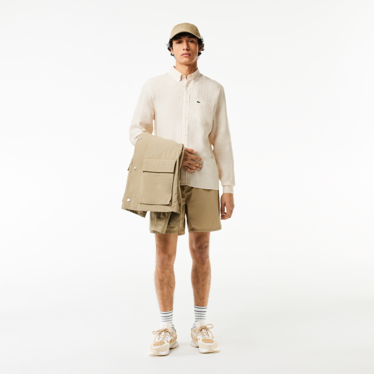 Мужская льняная рубашка Lacoste в полоску Мужская льняная рубашка Lacoste в полоску