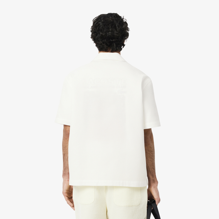 Мужская рубашка Lacoste Relaxed Fit с вафельной текстурой Мужская рубашка Lacoste Relaxed Fit с вафельной текстурой