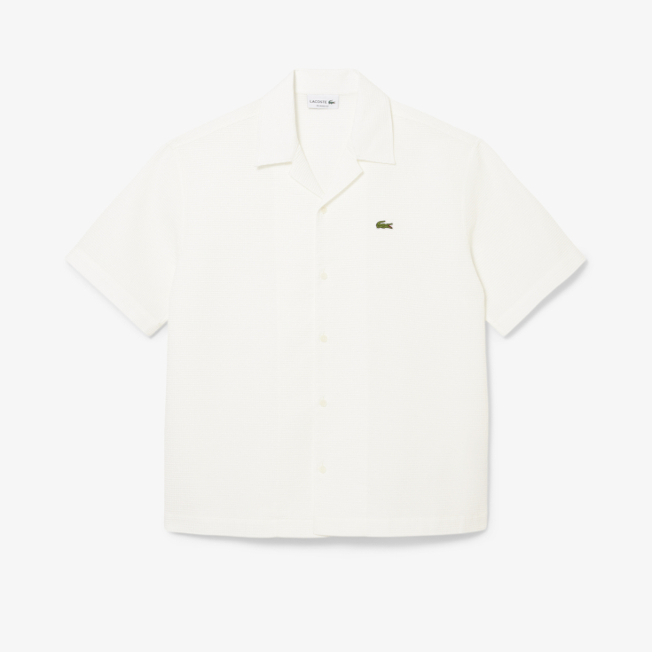 Мужская рубашка Lacoste Relaxed Fit с вафельной текстурой Мужская рубашка Lacoste Relaxed Fit с вафельной текстурой
