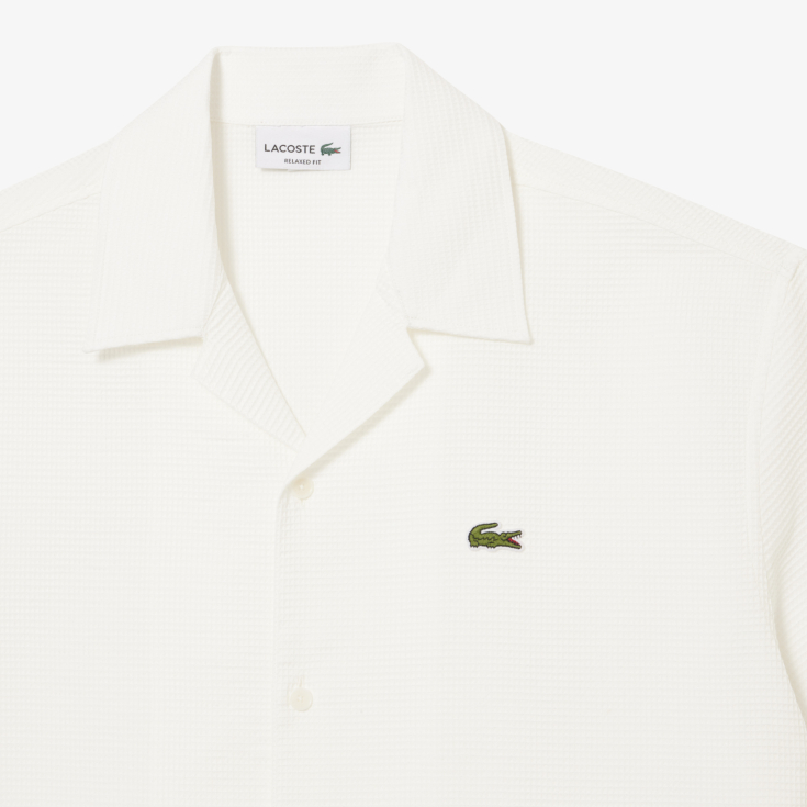 Мужская рубашка Lacoste Relaxed Fit с вафельной текстурой Мужская рубашка Lacoste Relaxed Fit с вафельной текстурой