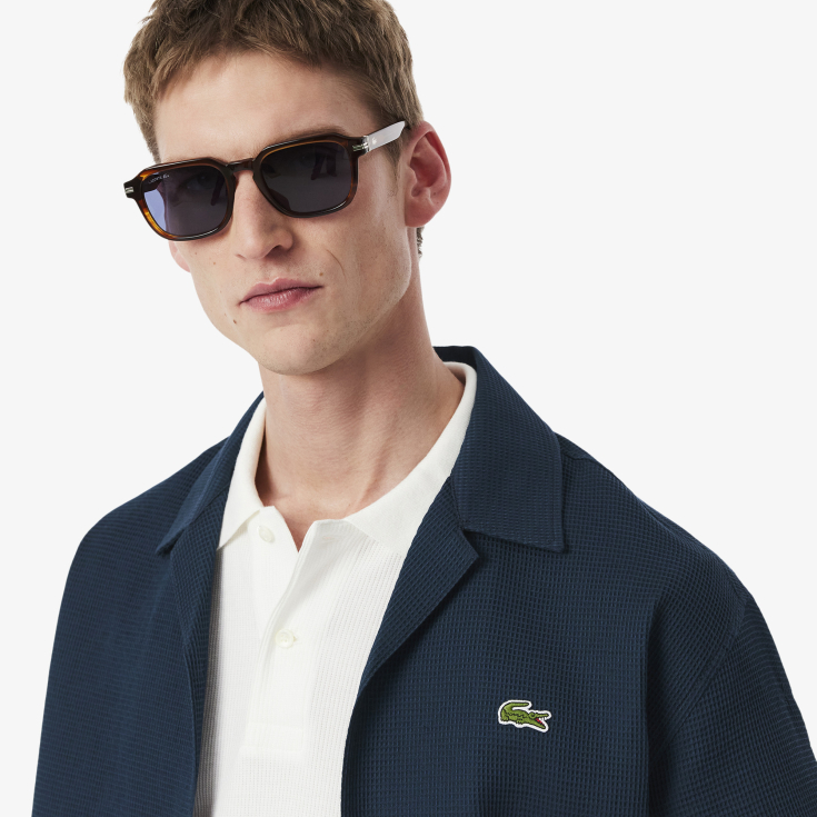 Мужская рубашка Lacoste Relaxed Fit с вафельной текстурой Мужская рубашка Lacoste Relaxed Fit с вафельной текстурой