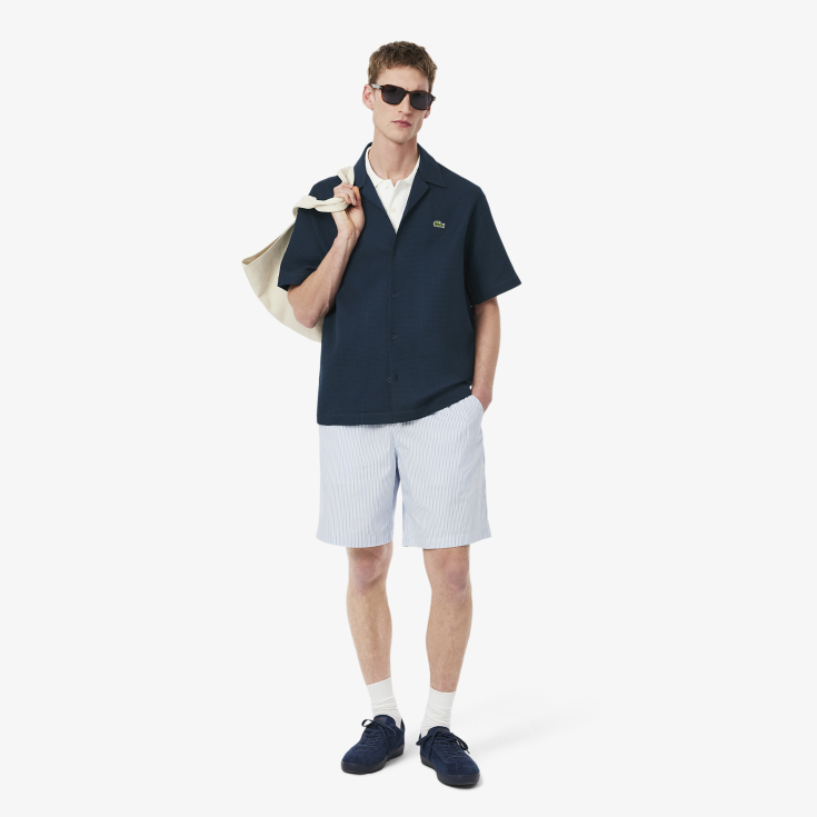 Мужская рубашка Lacoste Relaxed Fit с вафельной текстурой Мужская рубашка Lacoste Relaxed Fit с вафельной текстурой