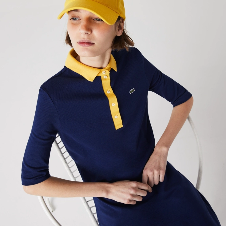 Женское платье-поло Lacoste из премиального хлопка пике Женское платье-поло Lacoste из премиального хлопка пике