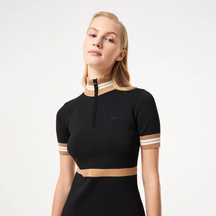 Женское платье Lacoste Slim Fit с высоким воротом на молнии Женское платье Lacoste Slim Fit с высоким воротом на молнии
