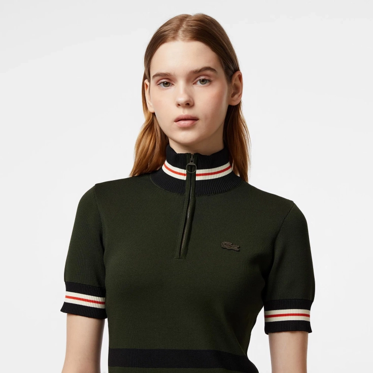 Женское платье Lacoste Slim Fit с высоким воротом на молнии Женское платье Lacoste Slim Fit с высоким воротом на молнии