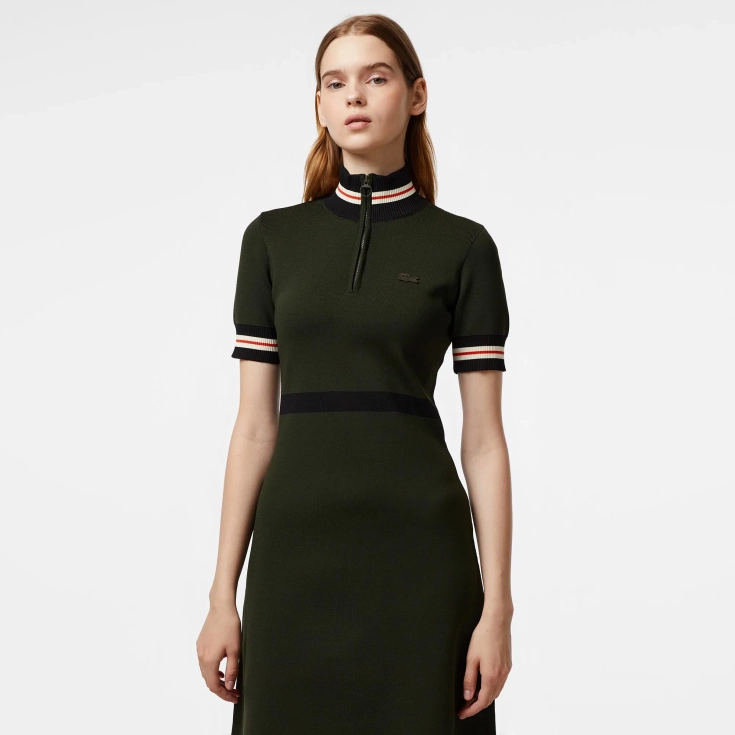 Женское платье Lacoste Slim Fit с высоким воротом на молнии Женское платье Lacoste Slim Fit с высоким воротом на молнии