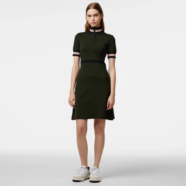 Женское платье Lacoste Slim Fit с высоким воротом на молнии Женское платье Lacoste Slim Fit с высоким воротом на молнии