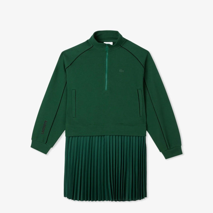 Женское плиссированное платье-толстовка Lacoste на молнии Женское плиссированное платье-толстовка Lacoste на молнии