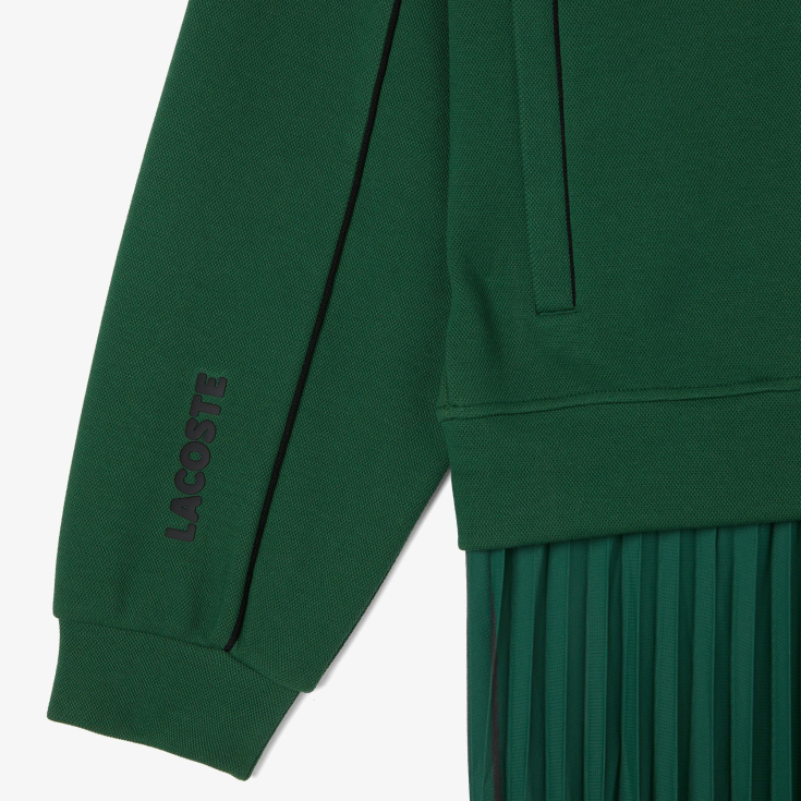 Женское плиссированное платье-толстовка Lacoste на молнии Женское плиссированное платье-толстовка Lacoste на молнии