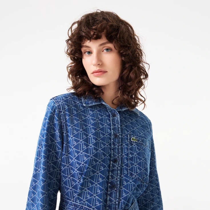 Женское хлопковое платье Lacoste с поясом на пуговицах Женское хлопковое платье Lacoste с поясом на пуговицах