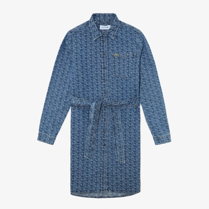 Женское хлопковое платье Lacoste с поясом на пуговицах Женское хлопковое платье Lacoste с поясом на пуговицах