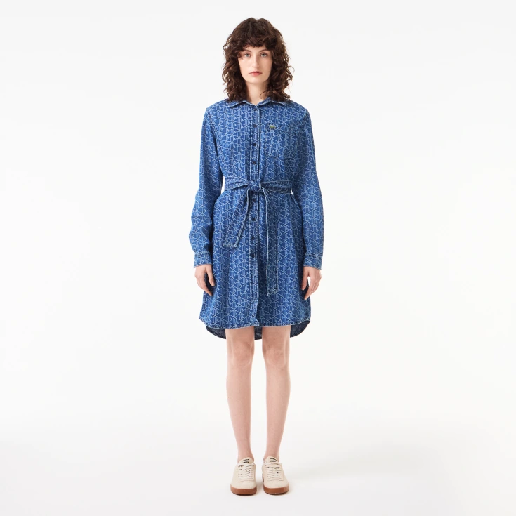 Женское хлопковое платье Lacoste с поясом на пуговицах Женское хлопковое платье Lacoste с поясом на пуговицах