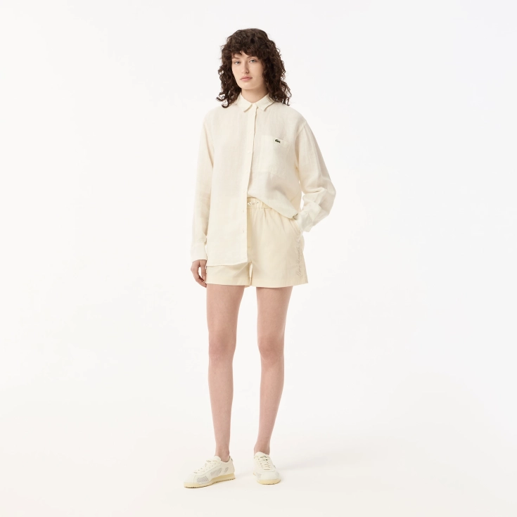 Женские короткие однотонные шорты Lacoste Женские короткие однотонные шорты Lacoste