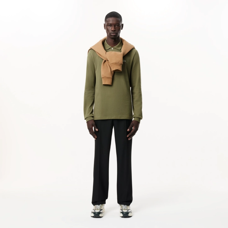 Мужское поло Lacoste L.12.21 Classic Fit с длинным рукавом Мужское поло Lacoste L.12.21 Classic Fit с длинным рукавом