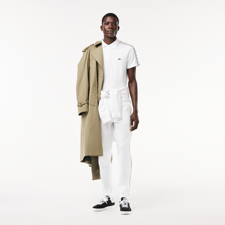 Мужское поло Lacoste с контрастной полосой Мужское поло Lacoste с контрастной полосой