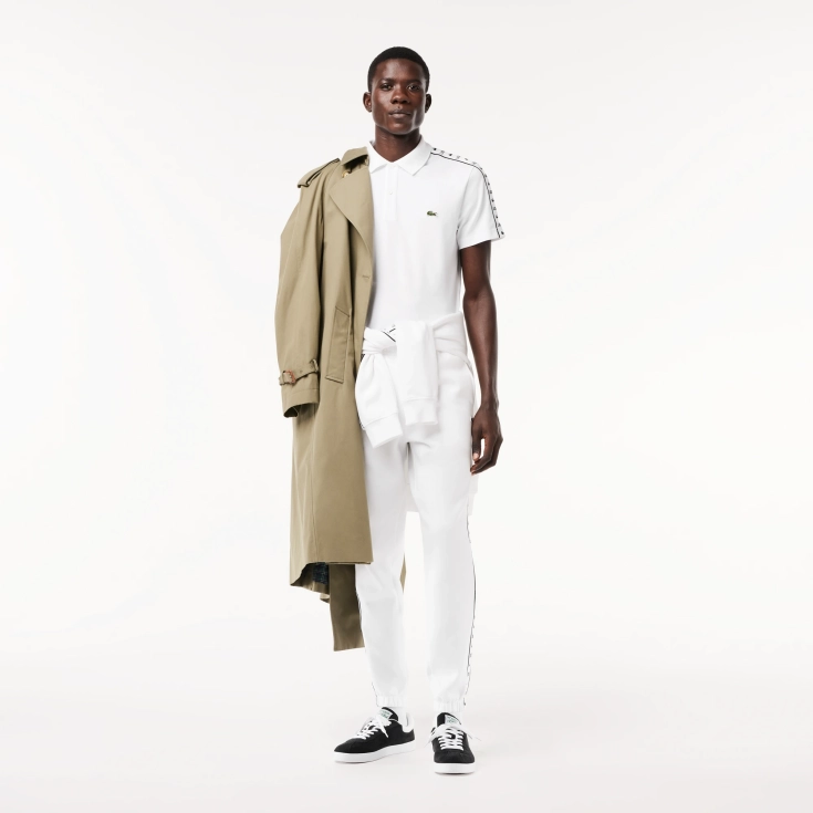 Мужское поло Lacoste с контрастной полосой Мужское поло Lacoste с контрастной полосой