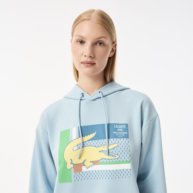 Женская короткая толстовка Lacoste с капюшоном Женская короткая толстовка Lacoste с капюшоном