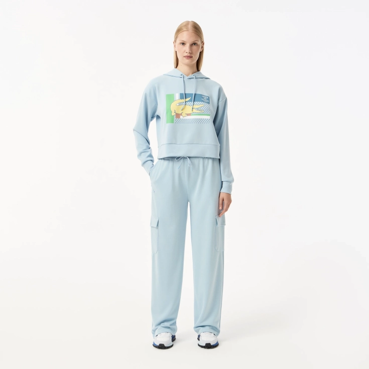 Женская короткая толстовка Lacoste с капюшоном Женская короткая толстовка Lacoste с капюшоном