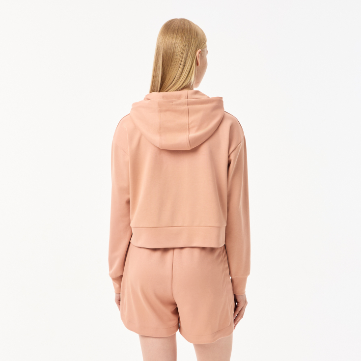 Женская короткая толстовка Lacoste с капюшоном Женская короткая толстовка Lacoste с капюшоном