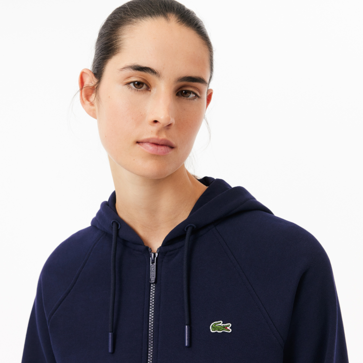 Женская флисовая толстовка Lacoste с капюшоном на молнии Женская флисовая толстовка Lacoste с капюшоном на молнии