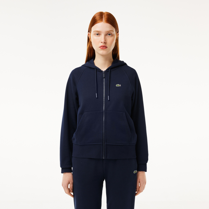 Женская флисовая толстовка Lacoste с капюшоном на молнии Женская флисовая толстовка Lacoste с капюшоном на молнии