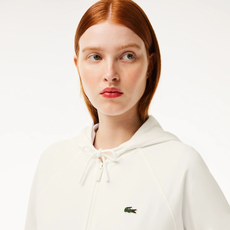 Женская флисовая толстовка Lacoste с капюшоном на молнии Женская флисовая толстовка Lacoste с капюшоном на молнии