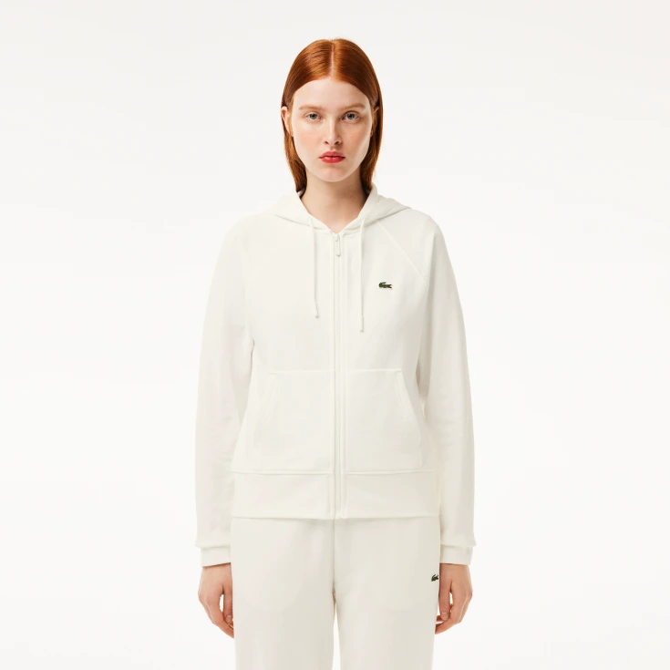 Женская флисовая толстовка Lacoste с капюшоном на молнии Женская флисовая толстовка Lacoste с капюшоном на молнии