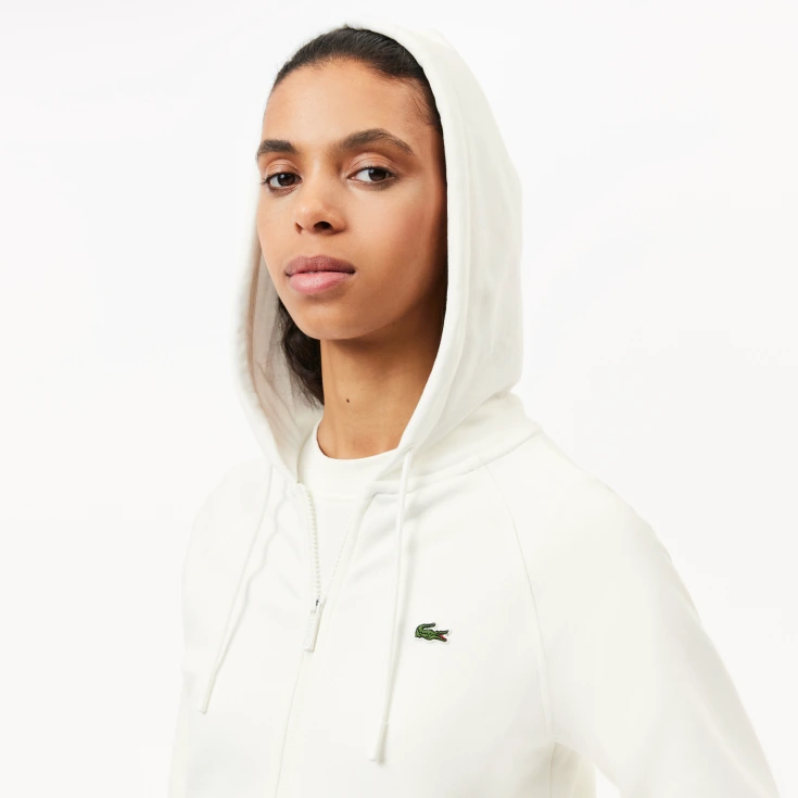 Женская флисовая толстовка Lacoste с капюшоном на молнии Женская флисовая толстовка Lacoste с капюшоном на молнии