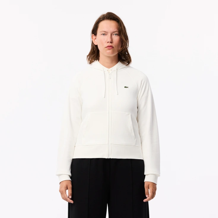 Женская флисовая толстовка Lacoste с капюшоном на молнии Женская флисовая толстовка Lacoste с капюшоном на молнии