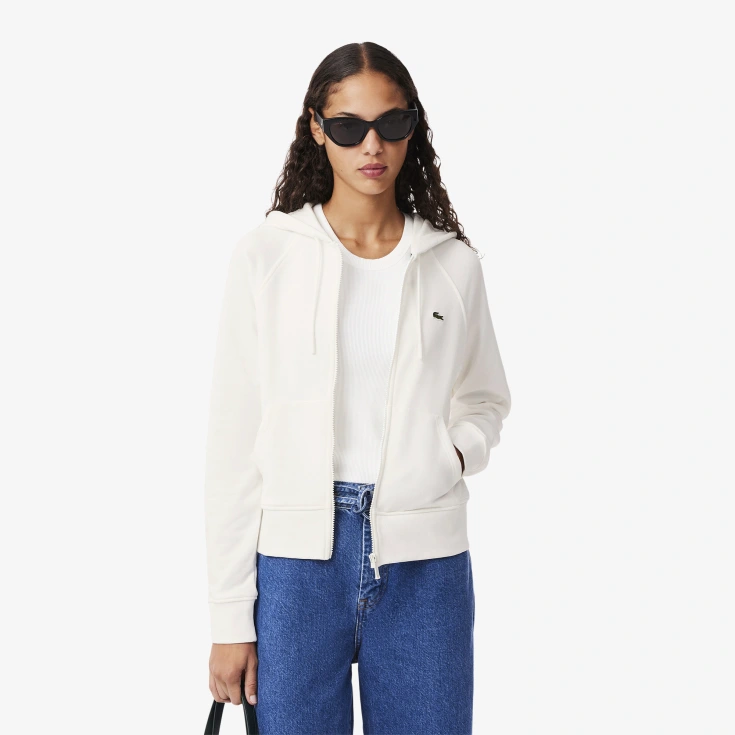 Женская флисовая толстовка Lacoste с капюшоном на молнии Женская флисовая толстовка Lacoste с капюшоном на молнии