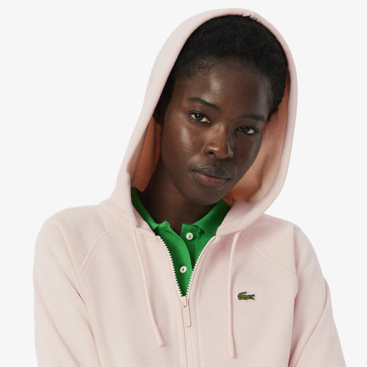 Женская флисовая толстовка Lacoste с капюшоном на молнии Женская флисовая толстовка Lacoste с капюшоном на молнии