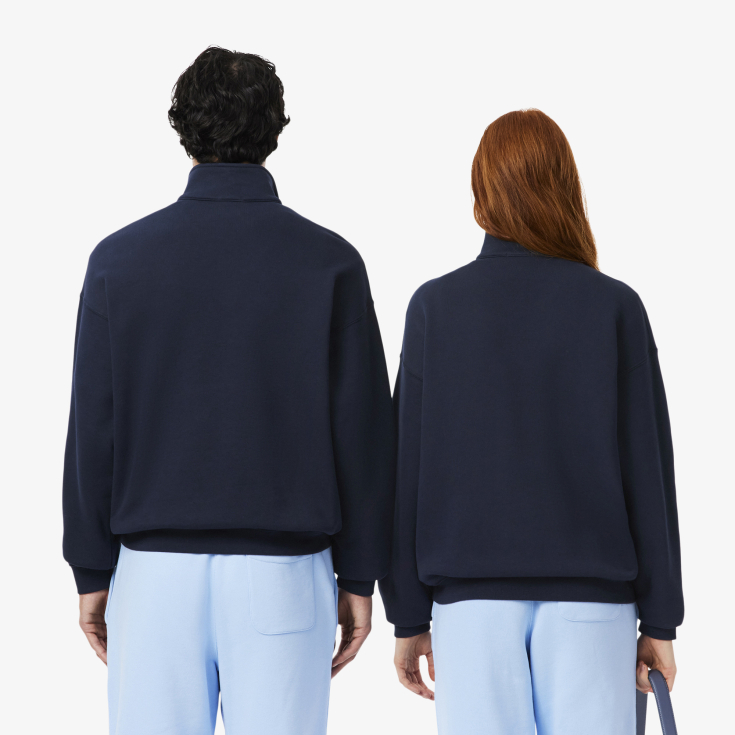 Хлопковый свитшот Lacoste Unisex Loose Fit из плотного флиса с застежкой-молнией на воротнике Хлопковый свитшот Lacoste Unisex Loose Fit из плотного флиса с застежкой-молнией на воротнике