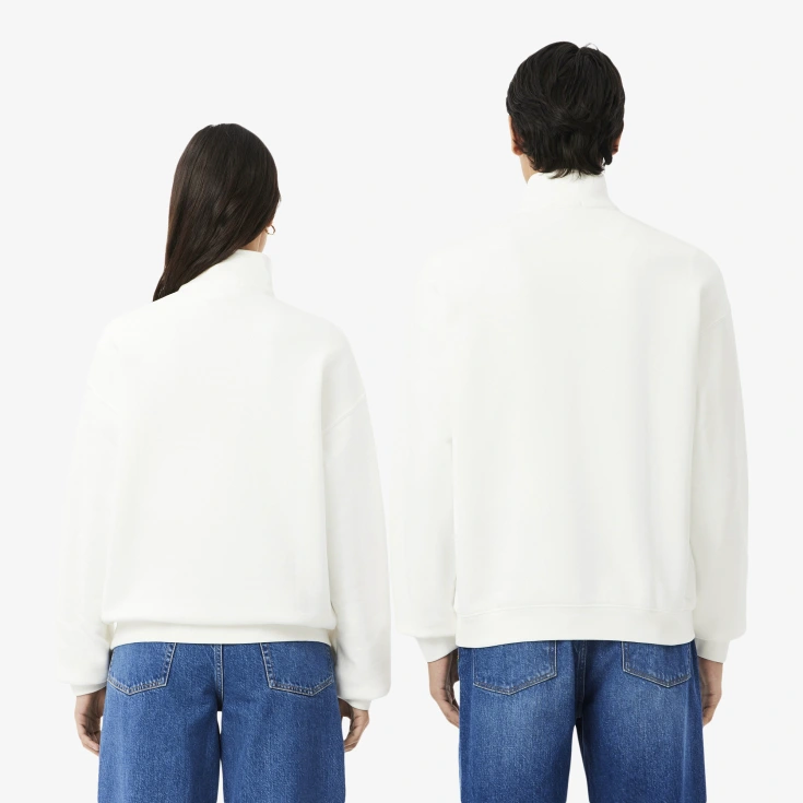 Хлопковый свитшот Lacoste Unisex Loose Fit из плотного флиса с застежкой-молнией на воротнике Хлопковый свитшот Lacoste Unisex Loose Fit из плотного флиса с застежкой-молнией на воротнике