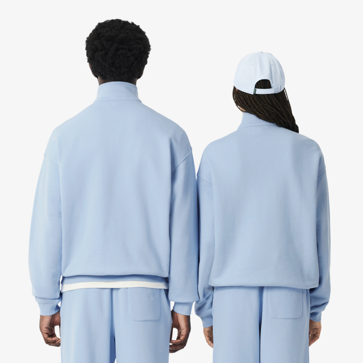 Хлопковый свитшот Lacoste Unisex Loose Fit из плотного флиса с застежкой-молнией на воротнике Хлопковый свитшот Lacoste Unisex Loose Fit из плотного флиса с застежкой-молнией на воротнике