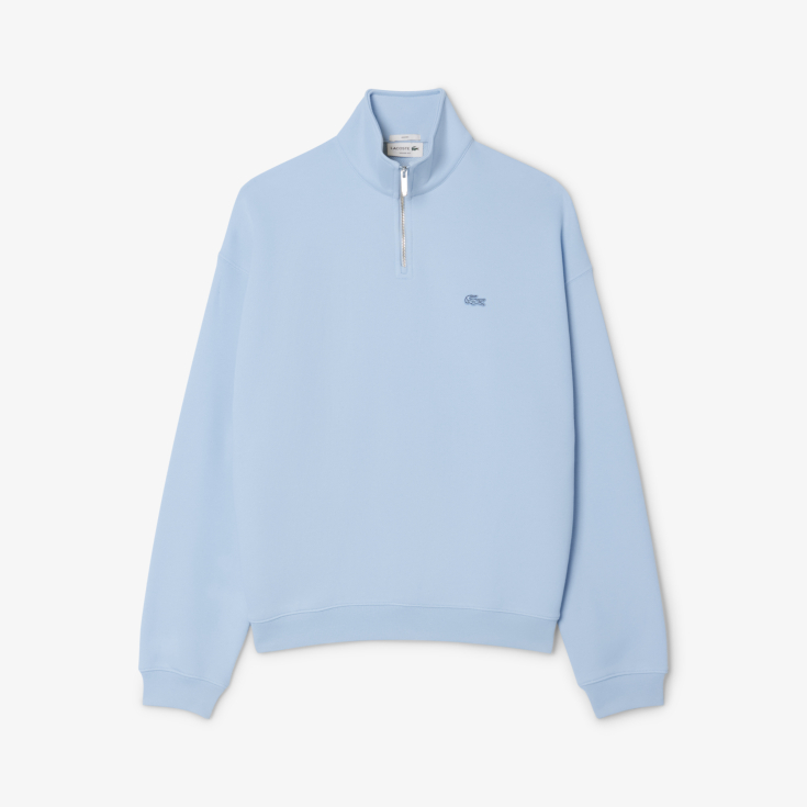 Хлопковый свитшот Lacoste Unisex Loose Fit из плотного флиса с застежкой-молнией на воротнике Хлопковый свитшот Lacoste Unisex Loose Fit из плотного флиса с застежкой-молнией на воротнике