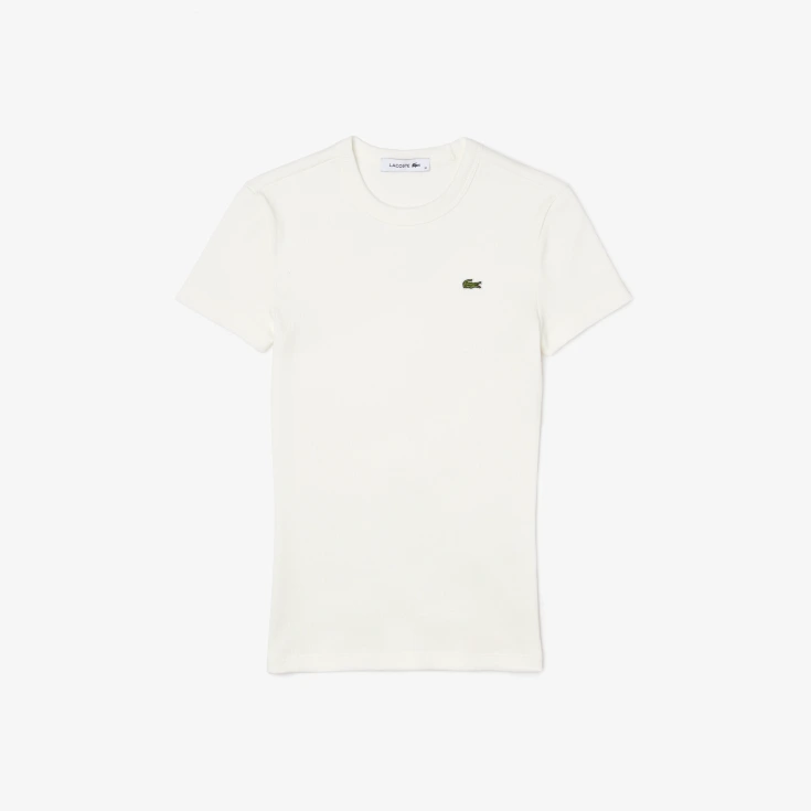 Женская футболка Lacoste Slim Fit из хлопка в рубчик Женская футболка Lacoste Slim Fit из хлопка в рубчик