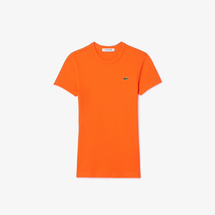 Женская футболка Lacoste Slim Fit из хлопка в рубчик Женская футболка Lacoste Slim Fit из хлопка в рубчик