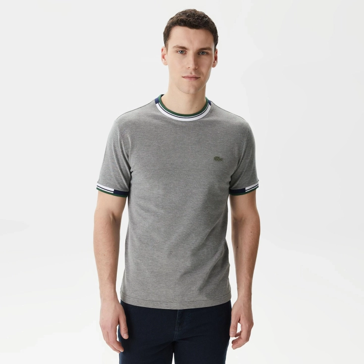 Мужская хлопковая футболка Lacoste с принтом Мужская хлопковая футболка Lacoste с принтом