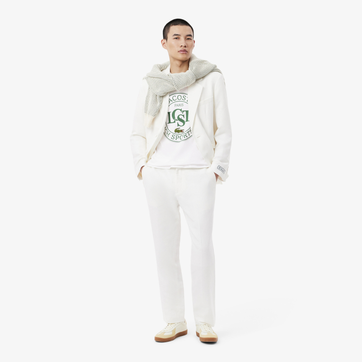 Мужская футболка Lacoste из плотного хлопка с принтом Мужская футболка Lacoste из плотного хлопка с принтом